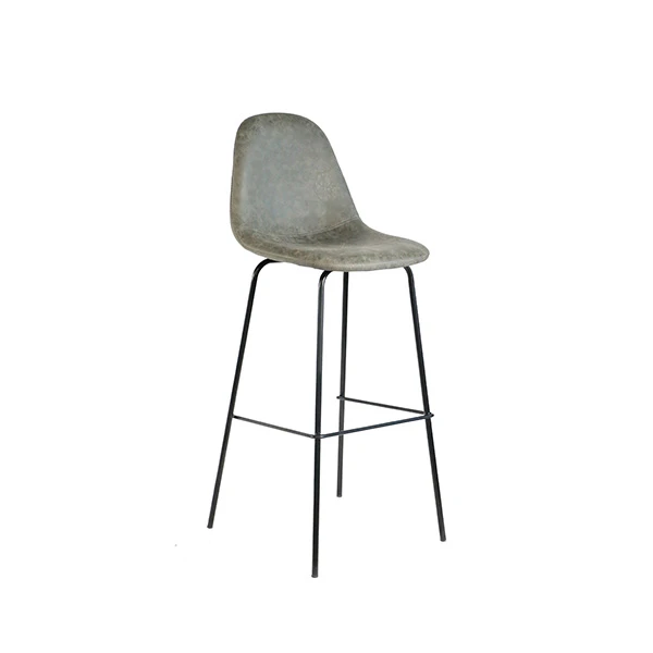 Barhocker aus Leder mit Rückenlehne