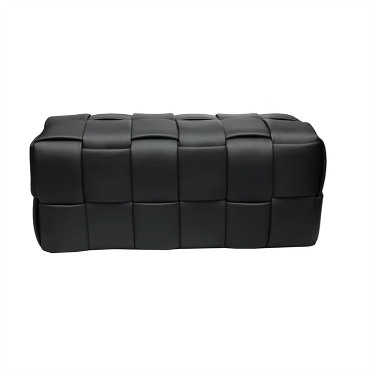 Home Aufbewahrungshocker aus Leder, Schwarz