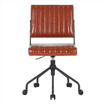 Höhenverstellbarer armloser brauner PU-Leder-Home-Office-Stuhl