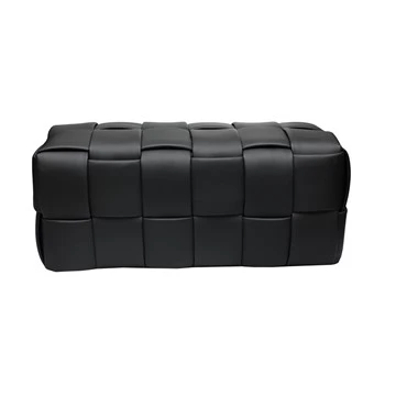 Home Aufbewahrungshocker aus Leder, Schwarz