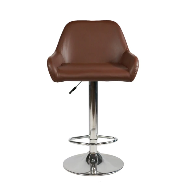 Drehbare Thekenhocker aus braunem Leder