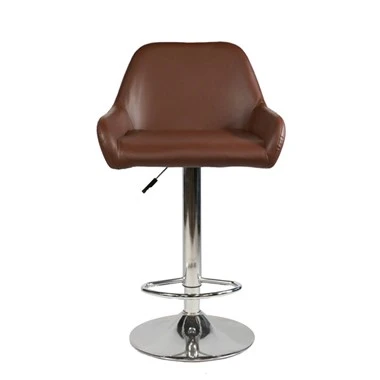 Drehbare Thekenhocker aus braunem Leder