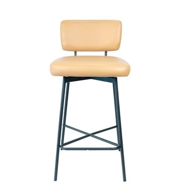 Barstuhl / Metallhocker / gepolsterter Thekenhocker mit Fußstütze